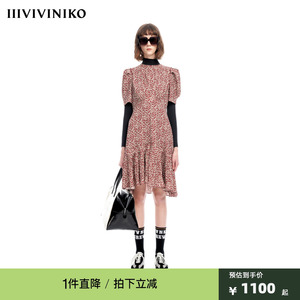 IIIVIVINIKO2023夏新品圆领碎花连身裙女M320616128E