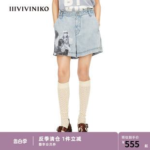 冰蓝天丝小A中腰短裤 IIIVIVINIKO春夏新品 子女M221815210D