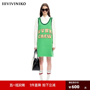 【早春新品】IIIVIVINIKO薇薏蔻绵羊毛学院风篮球背心针织连衣裙