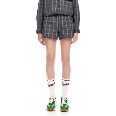 【早春新品】IIIVIVINIKO薇薏蔻复古质感暗格纹运动抽绳休闲短裤