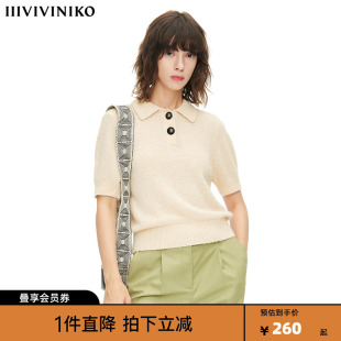 女M210122629A 针织套头衫 IIIVIVINIKO春夏新品 POLO领短袖