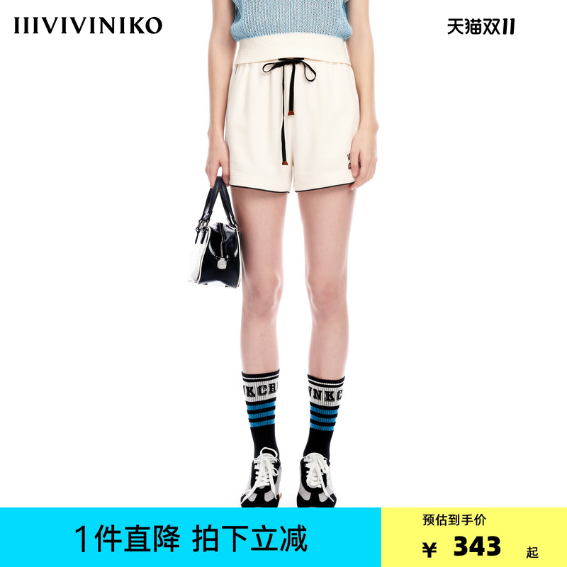 IIIVIVINIKO2023夏新品抽绳运动感裤子女M320828363D