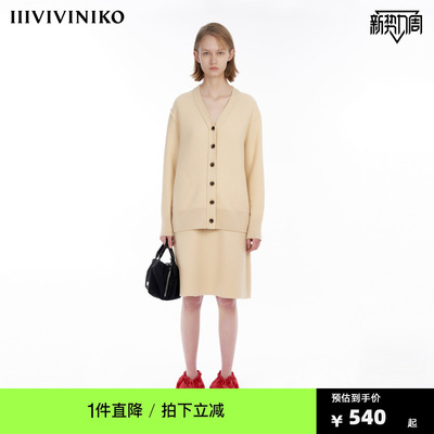 IIIVIVINIKO”进口美丽诺羊毛”百搭缩绒针织开衫女M340213623D