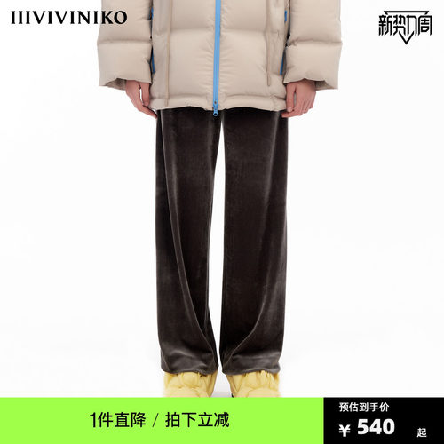 IIIVIVINIKO”进口三醋酸”重磅弹力丝绒阔腿裤子女M340813352D