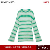 条纹圆领针织衫 IIIVIVINIKO2024春季 羊毛马海毛混纺 女