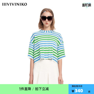IIIVIVINIKO2023夏新品 松身针织套头T恤女M320123606E