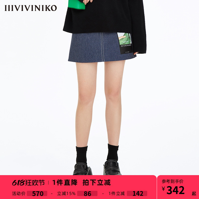 【SQUASH系列】IIIVIVINIKO冬季俏皮短裙牛仔半身裙女 女装/女士精品 半身裙 原图主图