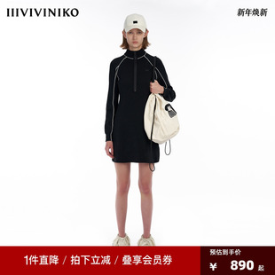 IIIVIVINIKO 运动感针织A字连衣裙女M331120624B 日本醋酸尼龙
