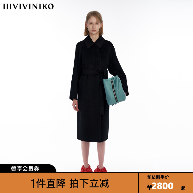 IIIVIVINIKO“羊毛羊绒混纺”双面呢长毛呢大衣外套女M349026113D