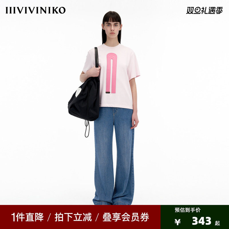 IIIVIVINIKO「JEN UMAN合作系列」多巴胺贴布绣T恤女C330510335A