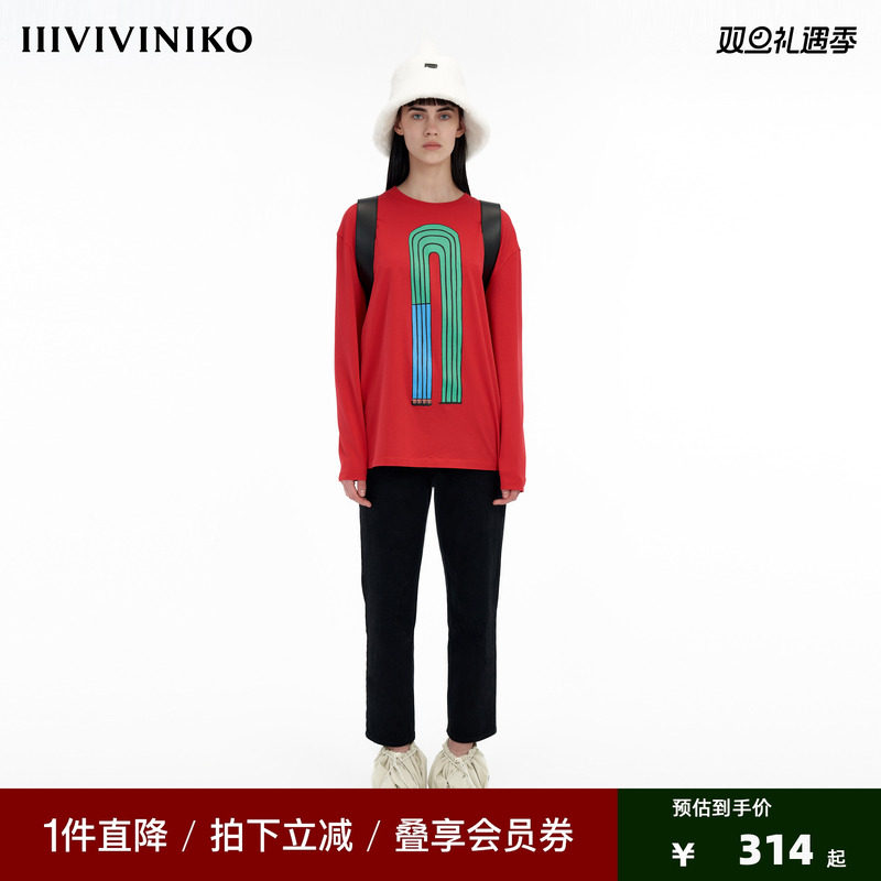 IIIVIVINIKO「JEN UMAN合作系列」多巴胺绣花T恤女C330509335A