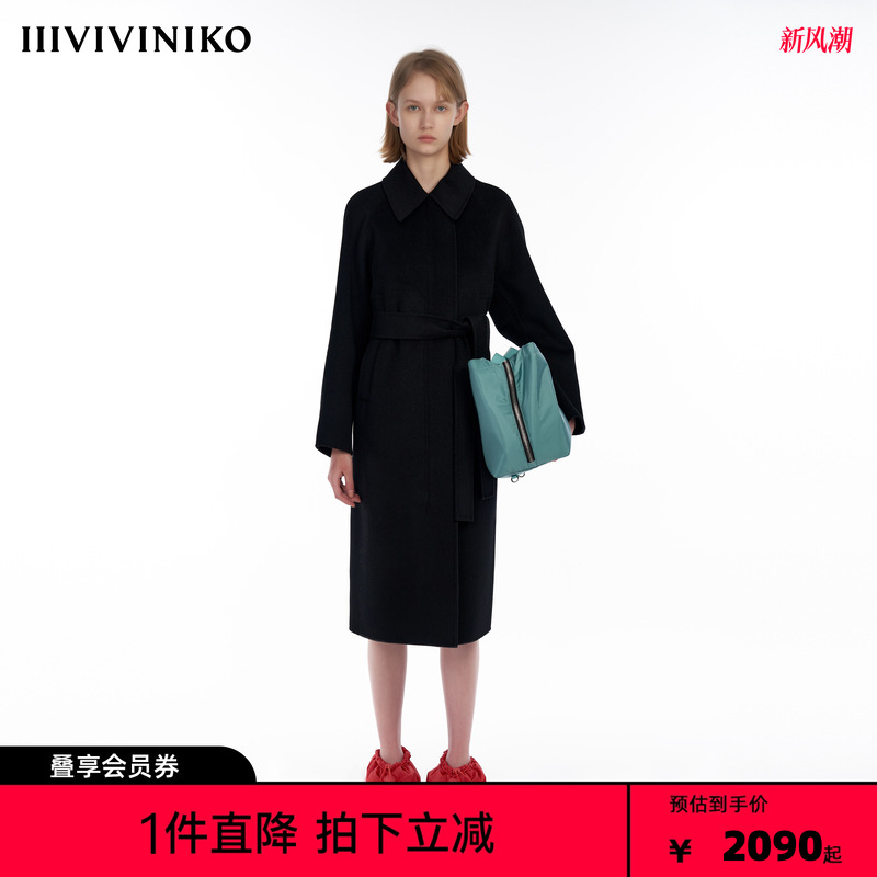 IIIVIVINIKO“羊毛羊绒混纺”双面呢长毛呢大衣外套女M349026113D