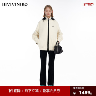 IIIVIVINIKO“羊毛羊驼毛混纺”大廓形毛呢大衣外套女M349010187F