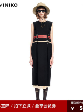 VVNK JANE PLUS小众设计罗马布无袖圆领连衣裙