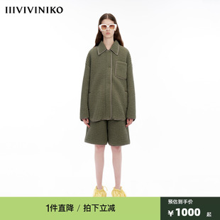 宽松保暖厚版 衍缝廓形棉服外套女M341901384F 新品 IIIVIVINIKO冬季