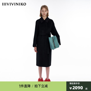 IIIVIVINIKO 双面呢长毛呢大衣外套女M349026113D 羊毛羊绒混纺