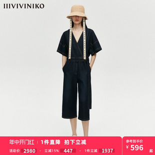 IIIVIVINIKO春夏新品 子女M121503155D 直筒七分牛仔连体裤