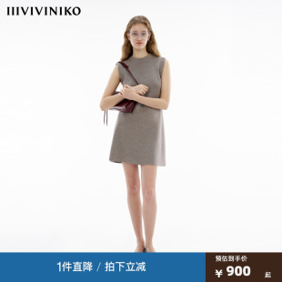 【张钧甯同款】IIIVIVINIKO春季新款羊毛复古无袖针织小A连衣裙女