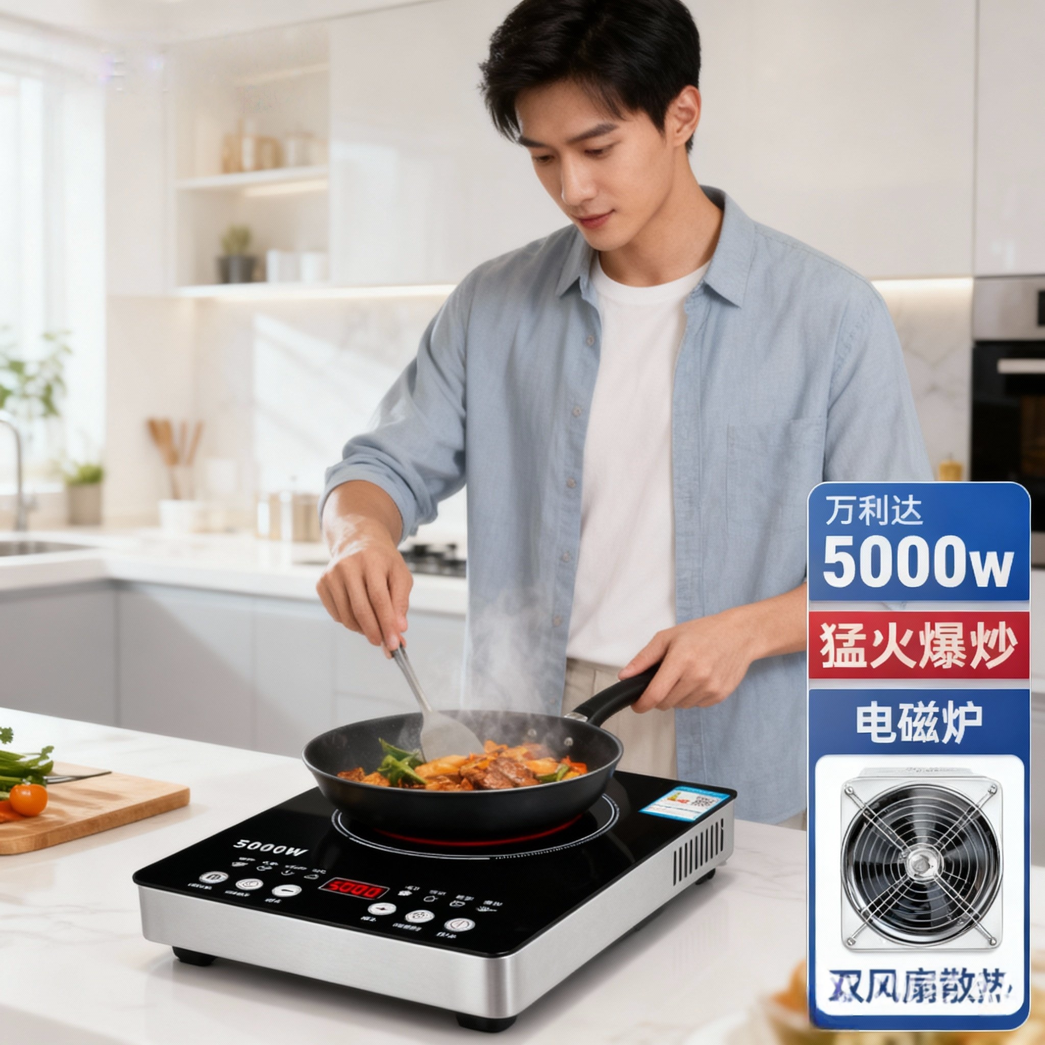 万利达电磁炉家用商用5000W大功率多功能火锅饭店炒菜炉双核正品