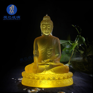 古法真琉璃释迦摩尼佛如来佛像玉佛本尊供奉摆件释迦牟尼佛三宝佛