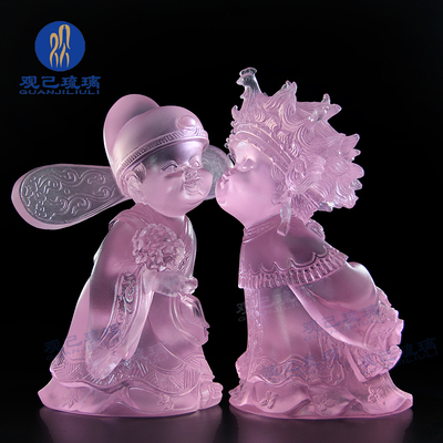 观己琉璃新郎新娘摆件结婚礼物