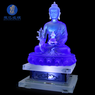 琉璃药师佛佛像摆件居家客厅佛堂寺庙摆放贴金药师琉璃光如来