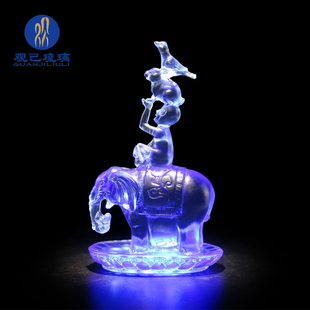 琉璃和气四瑞摆件藏传密宗象宝佛前供奉吉祥四瑞居家创意四兽摆件