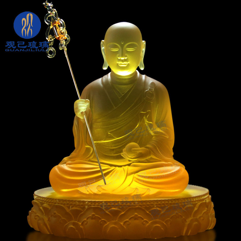 琉璃地藏王菩萨佛像居家供奉佛堂寺庙摆件客厅家用佛具谛听地藏像