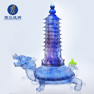 真琉璃龙龟文昌塔摆件创意九层家居装饰品办公室房间桌面摆件