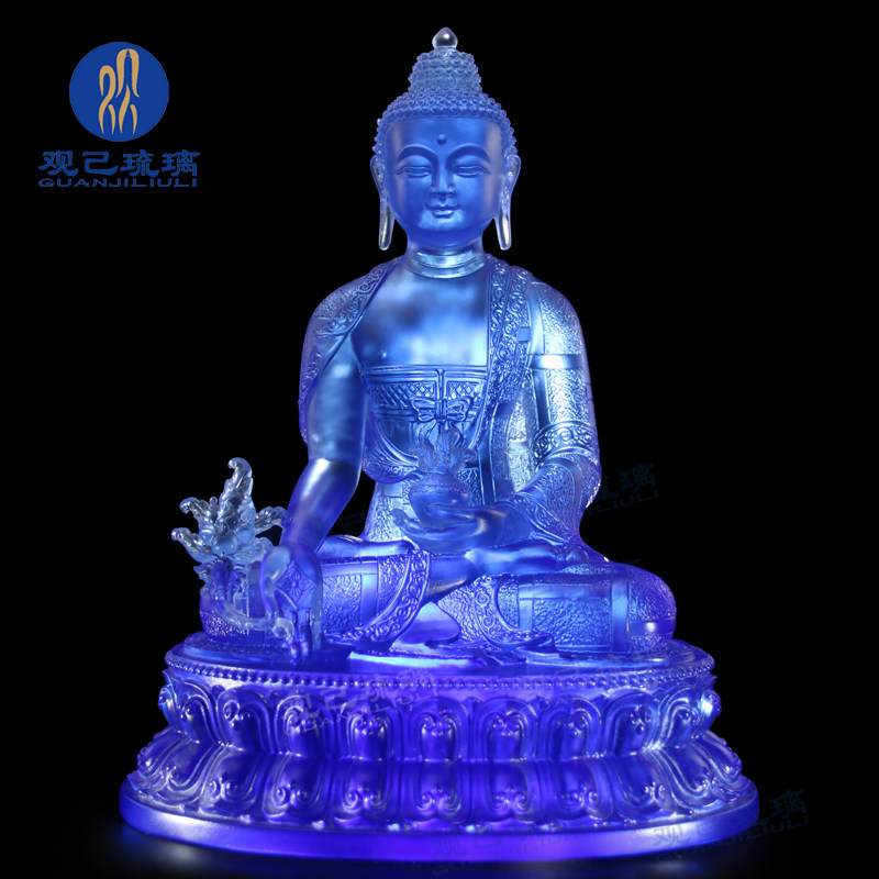 大号琉璃药师琉璃光如来像摆件药师佛家用客厅佛堂供奉摆设佛像