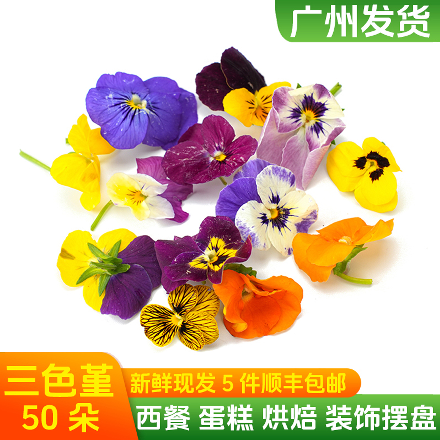 新鲜三色堇咖啡烘焙调酒摆盘装饰