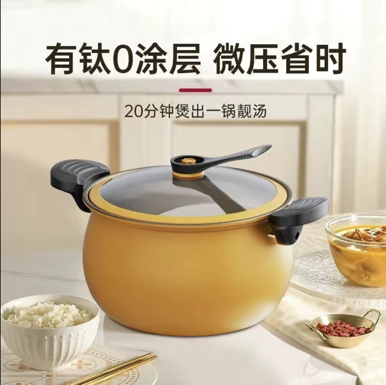 德国微压锅家用钛不沾炖锅煮粥煲汤加厚防爆压力锅燃气电磁炉通用