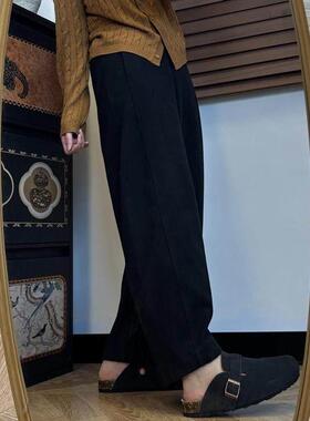 加绒休闲直筒AZ腿女码秋冬宽205新HYSM款胖大mm松阔显瘦小裤个子