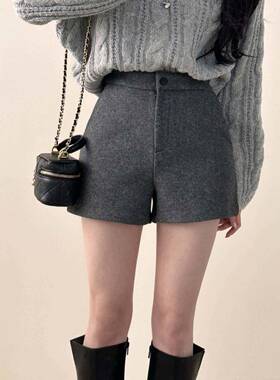 黑5色MAV短裤女秋冬2HHH毛02新款显高瘦腰韩子靴裤版修身直呢筒三