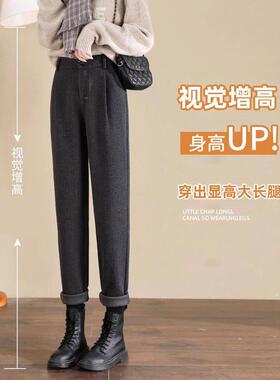 个子呢裤子女2IPO025秋小冬新丁厚加款毛ZHJ绒哈伦马靴西装裤裤加