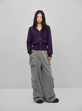 DDP“温静T柔“精0制女毛RGU羊V领短款毛衣225新款WA奢Q秋季收腰