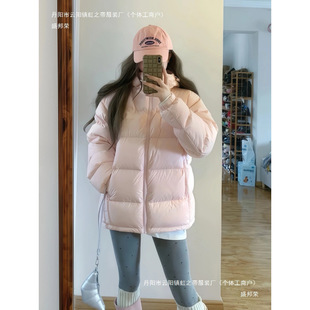 洛范尘羽绒服女短款95白鸭绒加厚连帽2025新款冬季男宽松面包外套