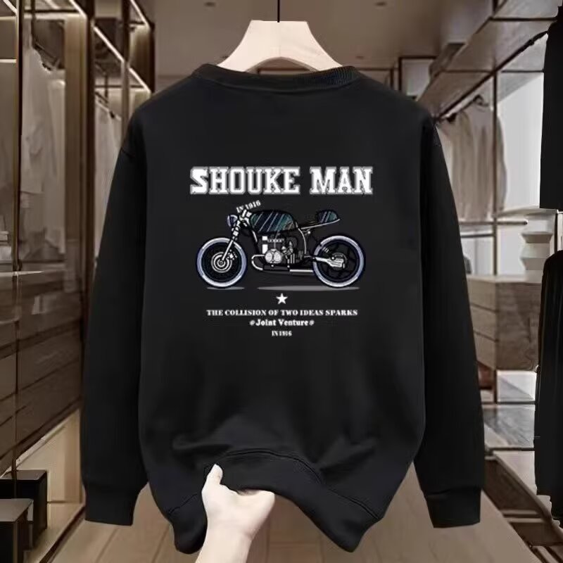 【一折专区】奥特莱斯秋冬新款重磅潮流圆领套头卫衣大码衣简约男