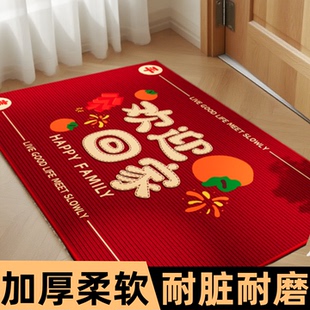 入户门地垫喜庆家用门外进门脚垫地毯垫出入平安耐脏防滑耐磨高级感进门门口地垫玄关蹭脚垫 欢迎回家地垫新款