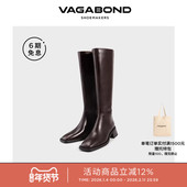 Vagabond BLANCA女士牛皮方头粗跟骑士靴及膝靴长靴2025秋冬系列