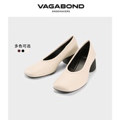 Vagabond 2026春夏明星同款 LIVIA女士牛皮圆头粗跟高跟鞋 复古单鞋