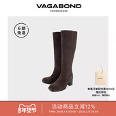 Vagabond MERYL女士绒面牛皮圆头高跟骑士靴阔筒长靴2025秋冬系列