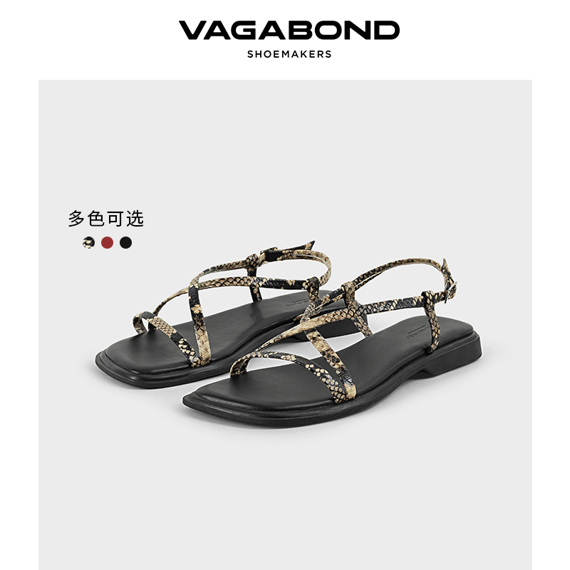Vagabond方头低跟绑带露趾凉鞋