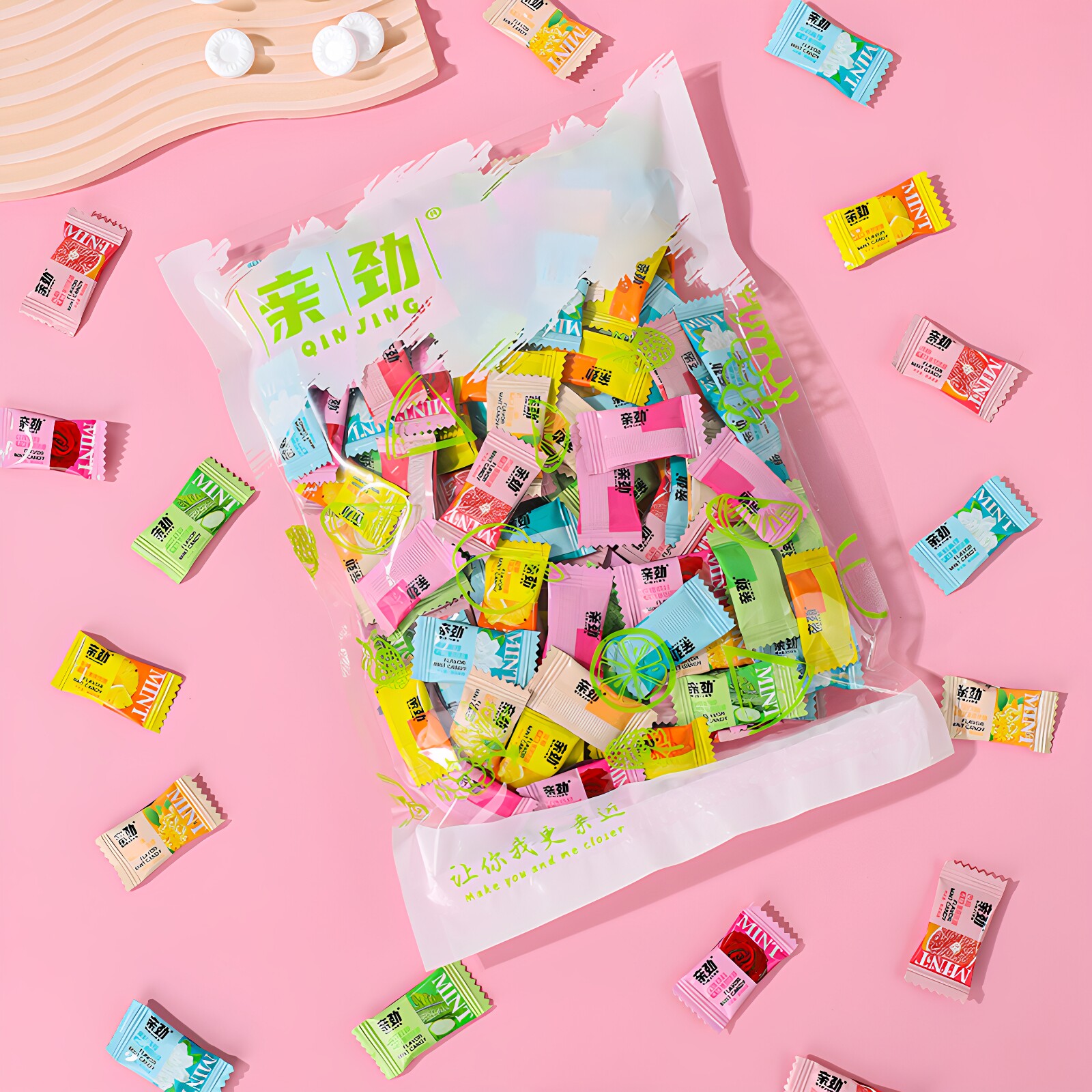 花香味无糖薄荷糖果接吻糖持久混合水果味清凉口气清新随身携带糖