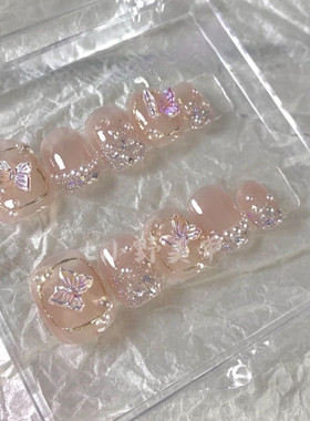 爆闪仙女极光蝴蝶结美甲