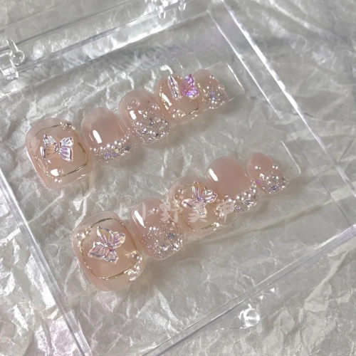 爆闪仙女极光蝴蝶结美甲