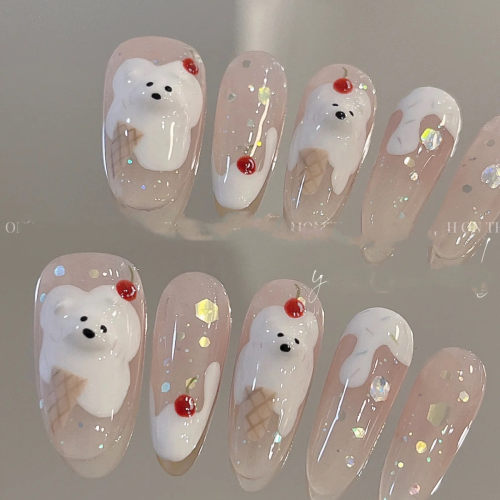 冬日小雪人手工穿戴甲