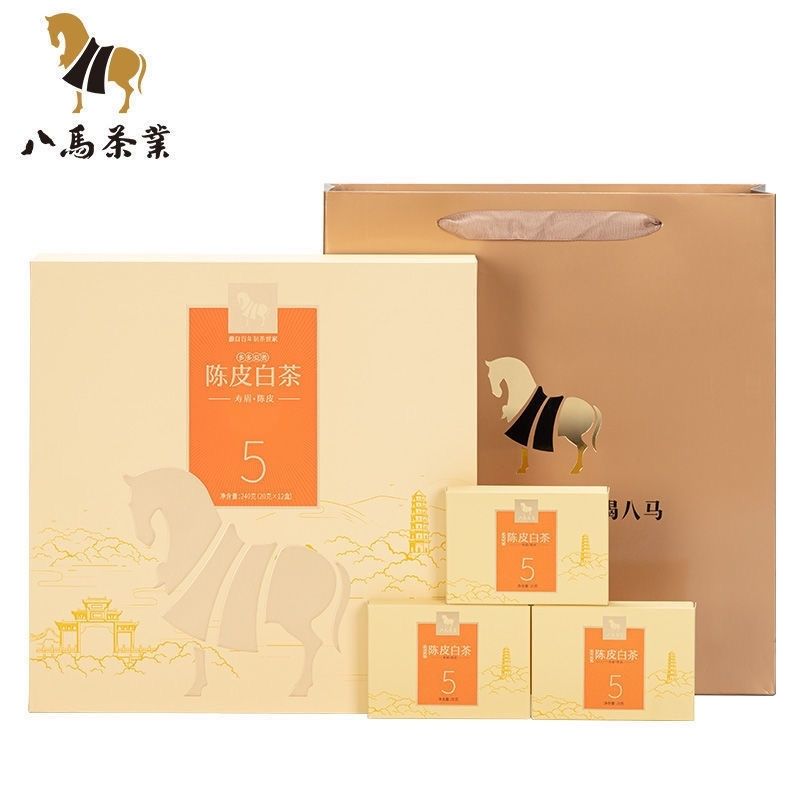 八马茶叶新会陈皮太姥山寿眉白茶2017年原料陈皮白茶砖茶礼盒240g图片