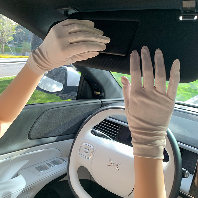 万物生2025新款100%桑蚕丝短款防晒手套女防紫外线薄款夏季手臂套