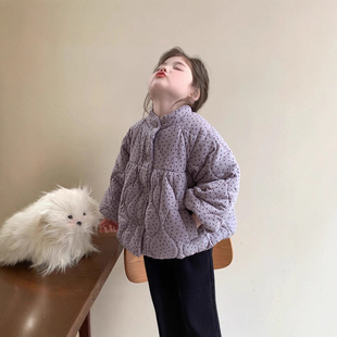 女童加厚羽绒棉服外套秋冬装2024新款女宝宝森系棉衣儿童加绒棉袄